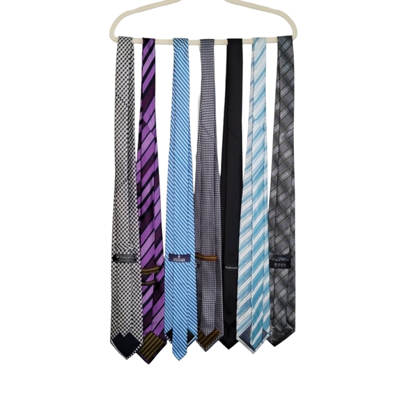 Men's Lot of 7 Neckties Hugo Boss BCBG Van Heusen Stafford Vitorofolo Silk Tie - Picture 2 of 8
